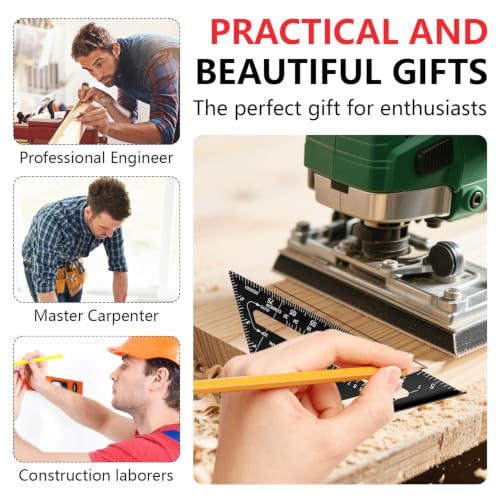 Aluminum Alloy Rafter Square 7 Inch, Carpenter Square Layout Tool with Laser-Etched Scale, Woodworking Triangle Ruler for Carpenters Craftsmen, Multi-Angle Protractor (Red) - color: Red