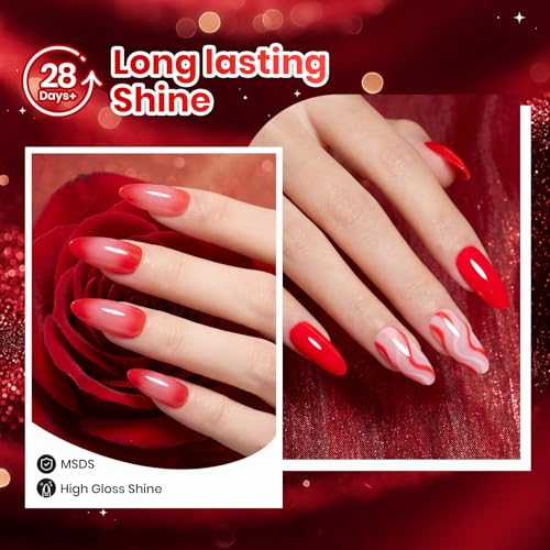 Beetles Red Gel Nail Polish Set, Neon Flame Shimmer Gel Polish - color: Neon Flame