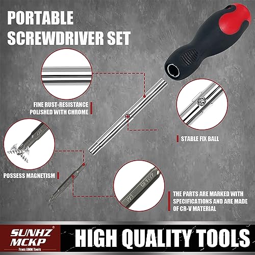 SUNHZMCKP 18-in-1 Screwdriver, Portable screwdriver set, Slotted/Philips/Pozi/Torx/Square Multi-Purpose Screwdriver and Magnetizer Demagnetizer with Storage bag - size: 18 IN 1 Screwdriver