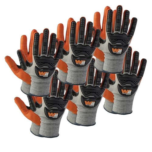Wells Lamont Cut Resistant Nitrile Work Gloves – ANSI Rated, Touchscreen, Puncture Resistant – Safety Gloves - size: Medium, style: 6 Pairs