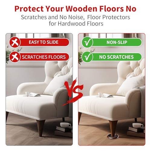 Ezprotekt 2 inch Non Slip Wood Furniture Pads for Hardwood Floors, 4 Pcs Round Anti Slip Furniture Coaster Cups Floor Protectors with Anti-Slide EVA for Chair Sofa Table Bed Couch (Dark Brown) - size: 2 inch