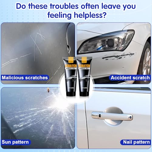 2PCS Car Scratch Repair Paste, Scratch Remover for Vehicles,Scratch Removal Wax for Vehicles, Deep Scratch Repair Kit for Cars with Wipe and Sponge