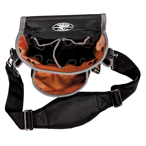 Klein Tools 5243 Tradesman Pro Tool Pouch with Padded Shoulder Strap, Reinforced Bottoms and Electrical Tape Thong, 15-Pocket - style: 15-Pocket Pouch