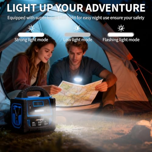 2400A Car Battery Jump Starter and Portable Power Station – Starts 8.0L Gas & 8.0L Diesel – 6-in-1 Jump Starter with Air Compressor 100 PSI Tire Inflator – 400 Watt Inverter AC/DC/USB Outlets - color: Blue