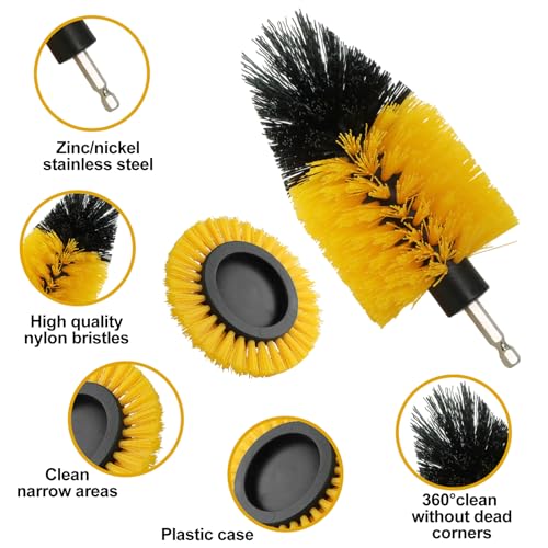 Drill Brush Attachments Set, 17PCS Power Scrubber Kit with Scouring Pads and Sponge, for Bathroom, Tile, Grout, Kitchen, Tub and Car Wheel Cleaning
