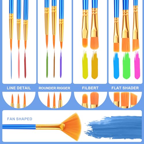 ESRICH Paint Brushes Set, 100Pack 1200pcs Paint Brush for Acrylic Painting - size: 1200p