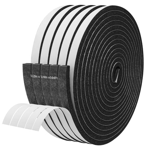 Storystore Weather Stripping Foam Tape, 1/2" x 1/4" x 164 FT Door Seal - size: 1/2In x 1/4In x164Ft