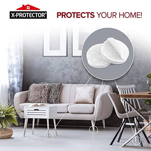 Felt Furniture Pads X-PROTECTOR - 48 Premium Felt Pads Floor Protector - size: 48 PCS 1" White, Round