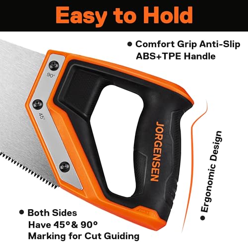 JORGENSEN 15 Inch Pro Hand Saw, 8 TPI Fine Cut Aluminum Handle | Non-slip ergonomic grip, ultrasonic welded structure, woodworking, trimming, drywall and plastic pipe cutting - style: 15 Inch