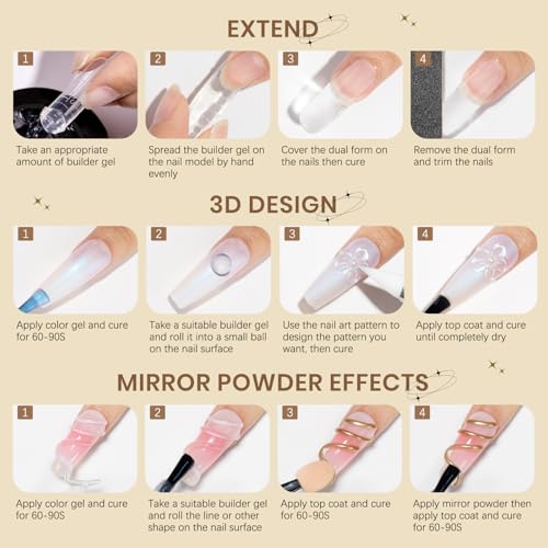 Clear 3D Sculpting Gel Non-Stick Hand Solid Builder Gel for Nails | 3D Nail Gel Art with Silicone Pen for 3D Molding Nail Art Home Manicure DIY for Women - color: Clear&Clear