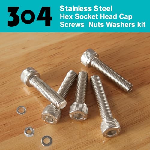 M6 x 30mm 35mm 40mm 45mm 50mm, Hex Socket Head Cap Screws Bolts Washers Nuts Assortment Kit, Stainless Steel 304, Metric Allen Drive, 80 PCS - size: Socket M6x30/35/40/45/50 mm