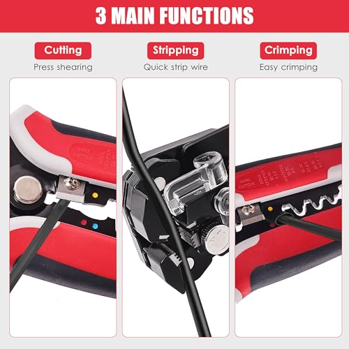 201PCS Wire Stripper Tool Kit,Self-Adjusting 8" Automatic Wire Stripping Tool for AWG 10-24, 3-in-1 Automatic Wire Stripper/Cutter/Crimper, Universal Wire strippers for Electrical Work