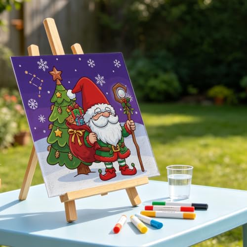 12 Packs Christmas Pre Drawn Canvas to Paint， 6” X 6” Pre Printed Canvas Boards, Pre Stretched Outline Painting Kits for Beginners, Adults, Party Favors & Romantic Craft Activities