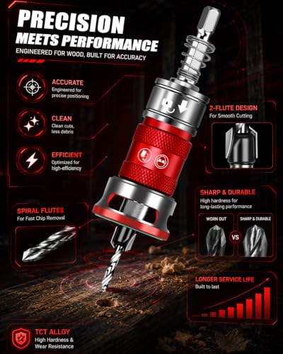 Upgrade 10PCS Countersink Drill Bit Set with Adjustable Depth Stopper - color: Red, size: Extended - Quick Adjustment