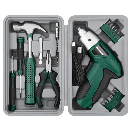Hi-Spec 3.6V USB Electric Screwdriver for Home Repairs and Assembly, Green - color: Green