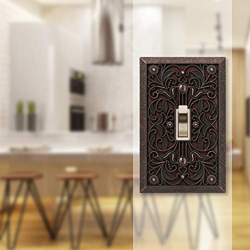 Amerelle 65TDB Filigree Wallplate, 1 Toggle, Cast Metal, Aged Bronze, 1-Pack - size: Single Toggle
