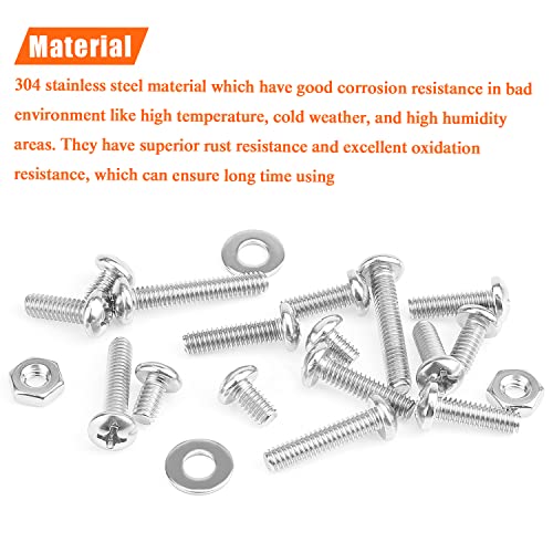 HELIFOUNER 102 Pieces #12-24 Phillips Pan Head Machine Screws Nuts Washers Assortment Kit, Coarse Thread, Fully Machine Threaded, 304 Stainless Steel - size: #12-24, style: Phillips Pan Head