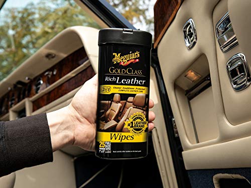 Meguiar's Gold Class Rich Leather Wipes, 30 Wipes