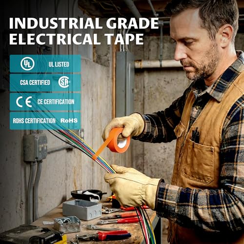 Lichamp 20-Pack Colored Electrical Tape Waterproof, 3/4 in x 66ft, UL/CSA