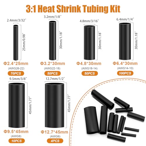 mankk 568PCS Heat Shrink Tubing Kit and Non Insulated Butt Connectors Kit 26-6 Gauge Tinned Red Copper Butt Connector Uninsulated Wire Crimp Connector - color: 284PCS 26-6AWG+HST Kit-Non Insulated