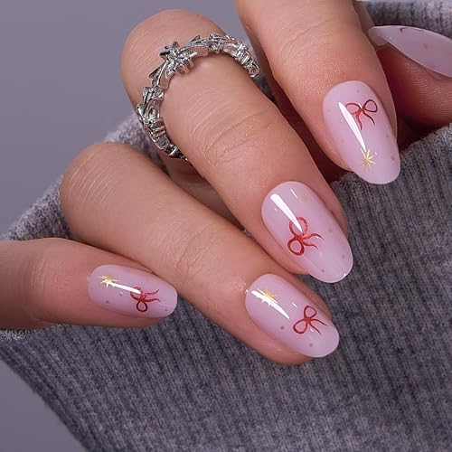CurvLife Oval Press On Nails, Golden Wish Purple, Soft Gel - color: Golden Wish