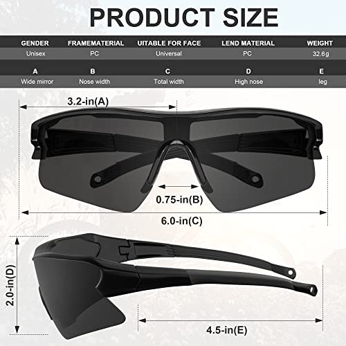 Safety Glasses for Men, Anti Scratch & UV Protection Work Glasses - color: 6pack-dark Grey