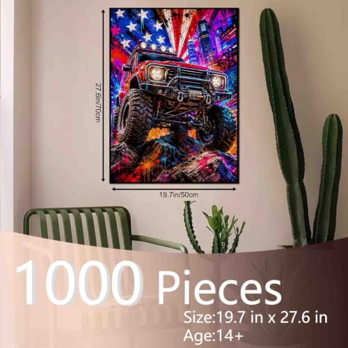 Heavy Truck Graffiti Neon Street Flag 1000 Pieces Puzzles for Adults - color: Sports 02