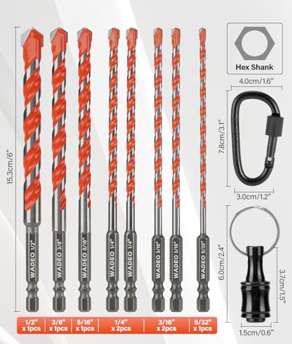 17pcs Concrete Hex Shank Carbide Drill Bits Set with Bit Holder