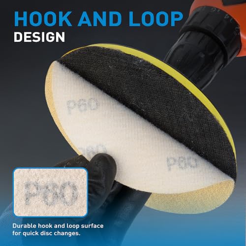 S SATC 30 PCS Sanding Discs Hook and Loop 6 Inch No Hole Aluminum Oxide Sandpaper for Random Orbital Sander Assorted 60 80 100 120 150 180 220 320 400 600 800 1000 Grit - style: No Hole Yellow