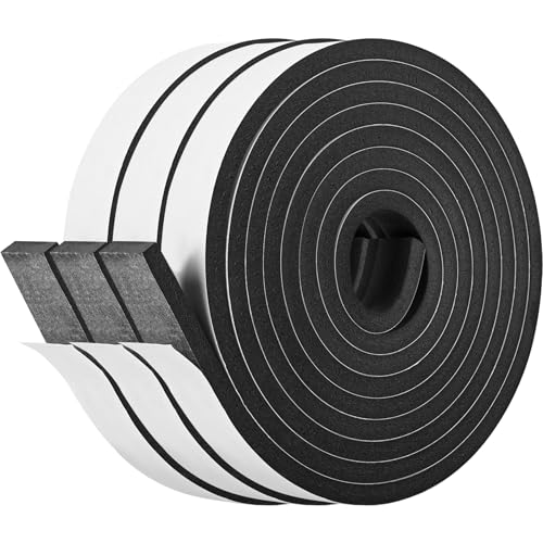 Kikerike Self Adhesive Foam Tape Weatherstrip 1In x 1/2In x 20Ft High Density Foam Insulation Strips Foam Seal Weather Stripping with Strong Adhesive for Door and Window Sound Isolation Soundproofing - size: 1in x 1/2in x 20Ft