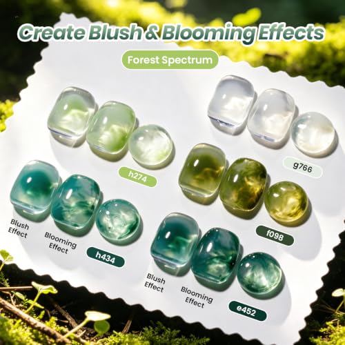 Beetles Green Gel Polish Set, Forest Spectrum 5 Colors with Blooming Gel - color: A - Green Multicolor | Forest Spectrum