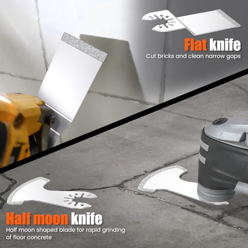 12PCS Diamond Oscillating Multi Tool Grout Removal Blades with 2 Adapters Multifunctional Grout Remover Blades Kit for Oscillating Tool - style: 12PCS