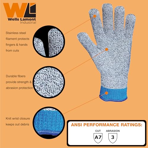 Wells Lamont Whizard LN10 Cut Resistant Gloves (1356) – ANSI Cut Level A7 – Food Safe Gloves - size: Medium, style: 6-pack