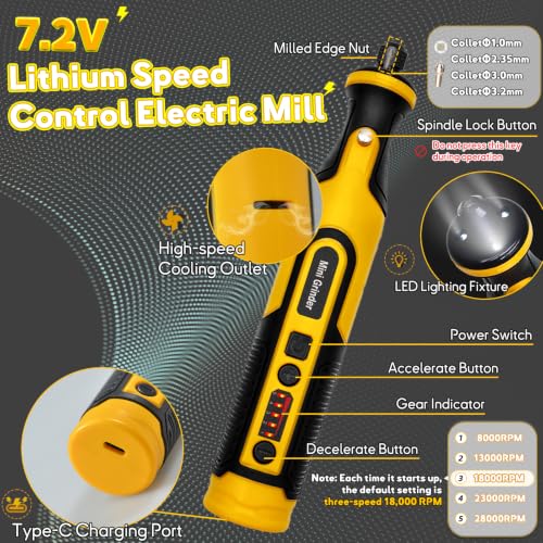 7.2V Mini Cordless Rotary Tool, 59 Attachments for DIY Crafts - size: 7.2V