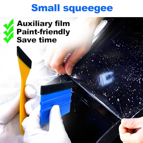 Black Felt Edge Squeegee Tool,Car Vinyl Film Wrapping Decal Glass Window Tint,Wallpaper Sticker Installation Spatula, Patching Putty Paint Flexible Small Plastic Scraper(Blue 5Pcs,Yellow 5Pcs) - size: Blue 5PCS,Yellow 5PCS