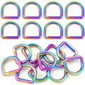 PECMER 20mm Rainbow D-ring Buckles-10 PCS Zinc Alloy D Rings 3/4 inch Metal D-Shape Buckle Clips-Non-welded Purse Hardware for Bag Making Webbing - color: 10pcs Rinbow D-ring -20mm