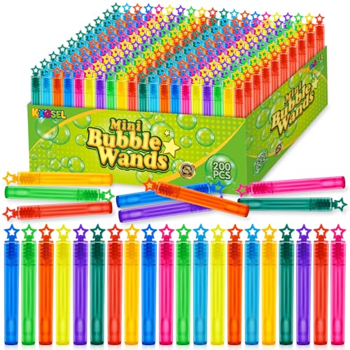 200PCS Mini Bubble Wands Bulk, Party Favors Summer Toys for Kids, 10 Colors