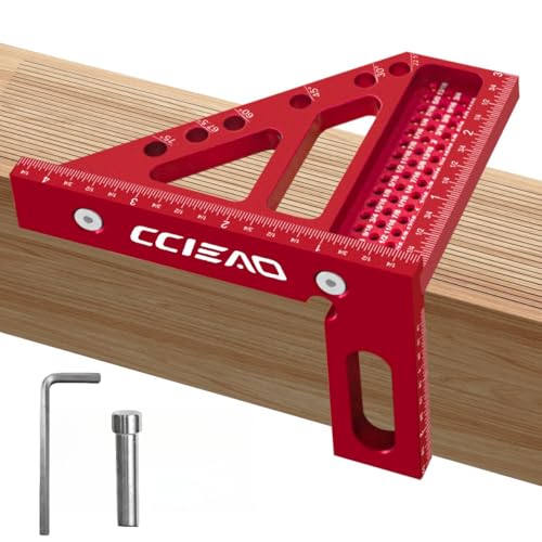 3D Multi-Angle Carpenter Square Scriber, 22.5-90 Degree Drawing Line Ruler with Pin, High Precision Woodworking Square Protractor for Carpenters,Construction,Craftsmen and DIY (Inch) - color: Inch