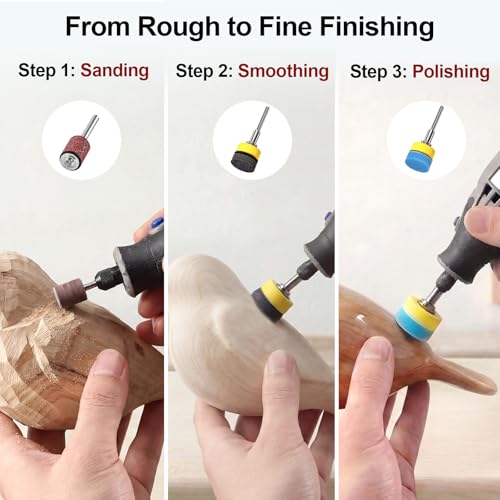 304-Piece Rotary Tool Accessory Kit with Sanding and Polishing Attachments - size: 1 Inch