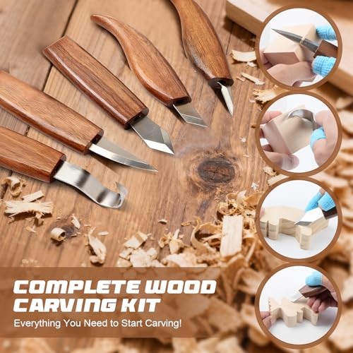 Wood Carving Kit,38pcs Wood Carving Tools with 9 Wood Carving Knives,3 Detail Knives,14 Basswood Blocks,Ergonomic Handle Design,Thick Leather Storage Bag,Whittling Kit for Beginners Adults Kids Hobby - size: 38PCS Wood Carving Tools