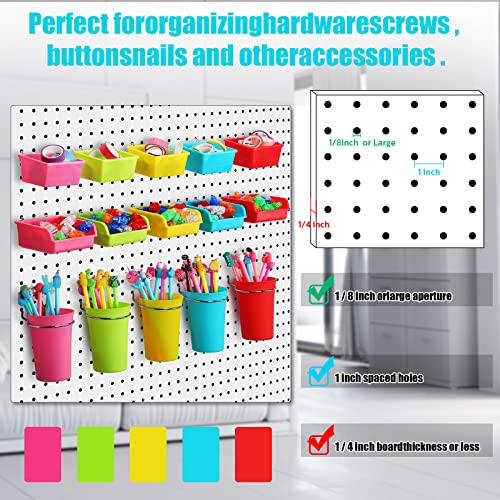 Yookeer 20 Pcs Pegboard Bins and Cups Accessories with Hooks, Mixed Color - color: Mixed Color