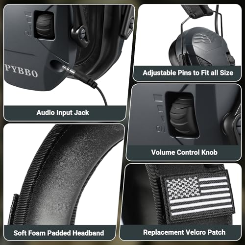 Electronic Shooting Ear Protection w/Gel Pads, 23dB NRR Active Noise Reduction & 3X Amplification Headset for Shooters - color: Grey