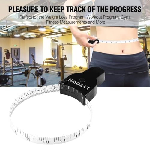 Automatic Telescopic Tape Measure, Body Measure Tape 60 inch (150cm), Self-Tightening Retractable Measuring Tape for Body Accurate Way to Track Weight Loss Muscle Gain by One Hand, 4 Piece - color: Black+Black