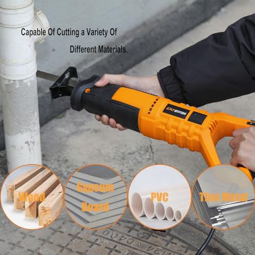 7Amp Reciprocating Saw, 360° Handle 6 Variable Speed 5 Saw Blades