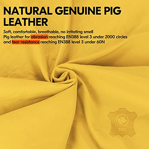 Vgo... 1-Pair Safety Work Gloves for Men,Anti-Vibration,Abrasion Resistant,Leather Work Gloves (XL,Blue, PA7726) - size: X-Large (Pack of 1), style: Blue&yellow-pig Leather