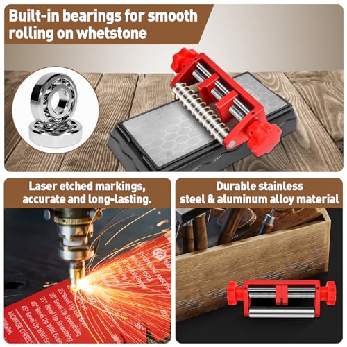 Chisel Sharpening Jig, Wood Honing Guide for Chisels and Planes Width 0.1" to 2.8" with Sharpening Angle Fixture, Angle Gauge from 10° to 45°(Excluding Sharpening Stone) - style: Excluding Sharpening Stone