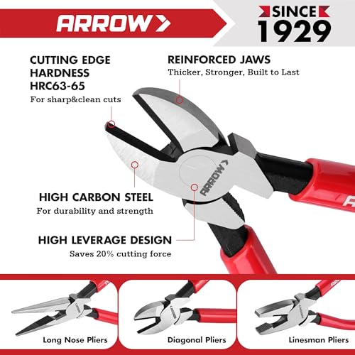 ARROW 3PCS Pliers Set, Premium Carbon Steel, High Leverage Design