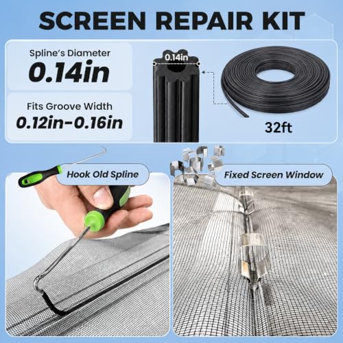 King&Charles Screen Repair Kit, 5-in-1 Screen Tool for Window Mesh Repair - size: 5 in 1