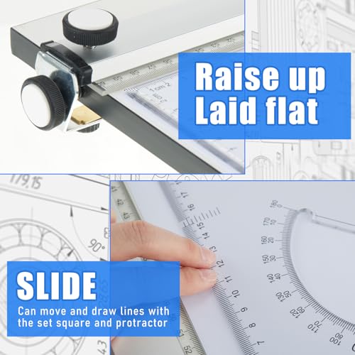 Zonon A2 Portable Drawing Board, Multi-Function Metric Drafting Table Drafting Board with Clear Rule Parallel Motion and Angle Adjustable Measuring System - size: A2