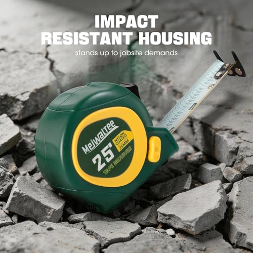 25FT-1 In Blade Width Tape Measure With Fractions, 3 Brake Buttons Retractable Measuring Tape, Both Side Measurement, Double-Magnetic Hook Double-Sided Nylon Reinforced Blade, Easy to Read Bold Lines.